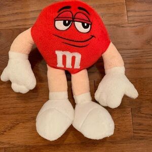 M&M RED PLUSH TOY BENDABLE ARMS LEG PREOWNED MARS COMPANY PROMO BABY